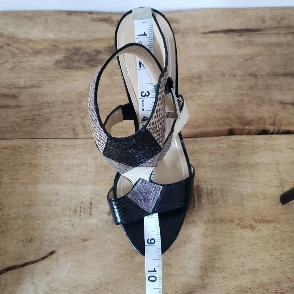 Vintage Charles Jourdan Black White Purple Iridescent Snakeskin Stiletto Heels 7